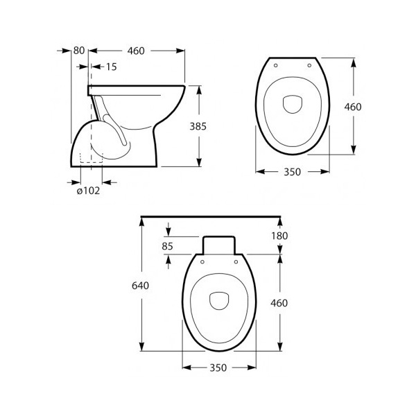 wc školjka talna polo simplon, talni odtok, bela