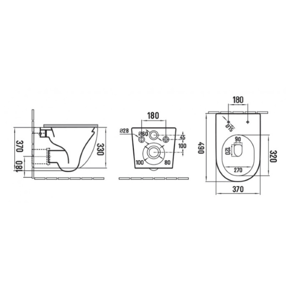 wc školjka viseča perla, brez roba + deska softclose, takeoff