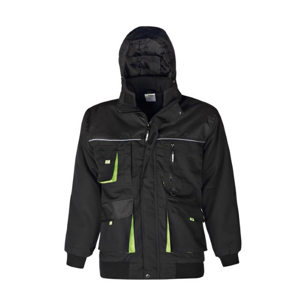 zimska delovna jakna s kapuco power št.m črno-zelena, triuso