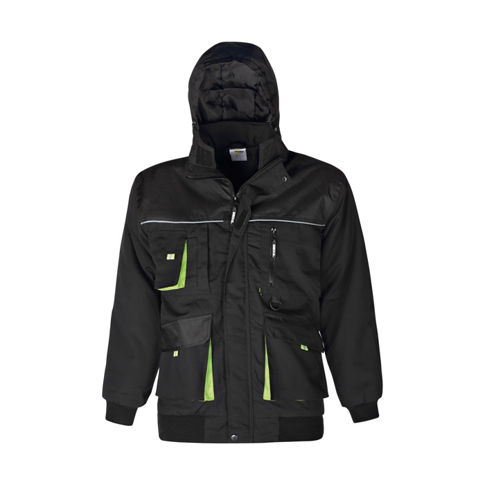 zimska delovna jakna s kapuco power št.s črno-zelena, triuso